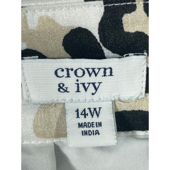 Crown Ivy Pleated Flare Skirt Women 14W Leopard Print Pockets Feminine Fierce - Picture 6 of 11